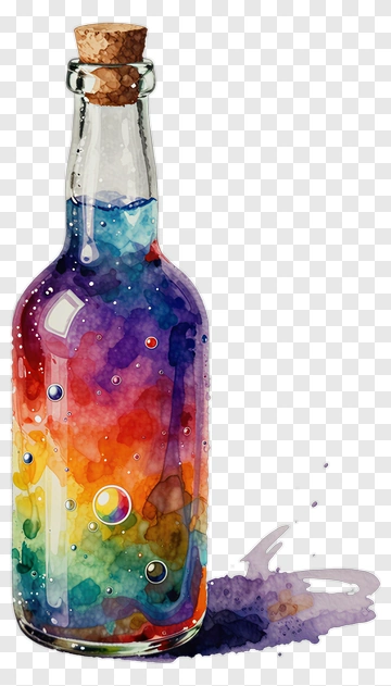 Colorful Water Bottle With Liquid PNG