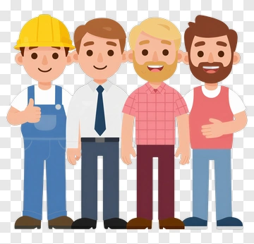 Cartoon Business Team Standing Together PNG