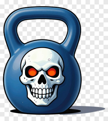 Skull Kettlebell With Blue Handle PNG