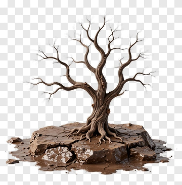 3D Dead Tree On Cracked Ground PNG