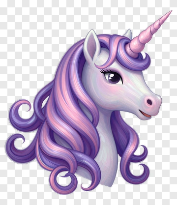 Cartoon Unicorn With Pink And Purple Mane PNG
