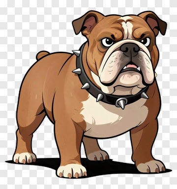 Cartoon Bulldog With Spiked Collar PNG