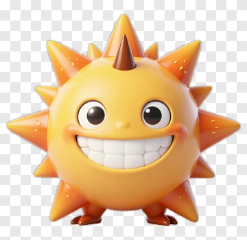 Cartoon Spiky Sun Character PNG