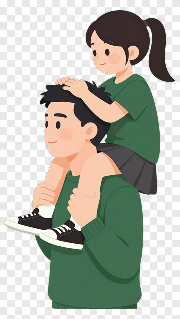 Happy Family With Child On Shoulders PNG