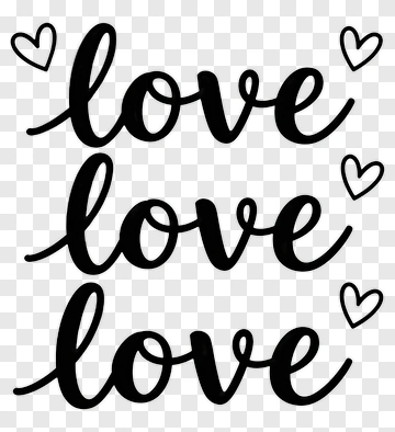 Love Text Design With Hearts PNG