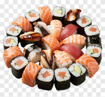 Sushi Platter With Various Sushi Types PNG