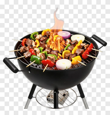 Barbecue Grill With Colorful Skewers PNG
