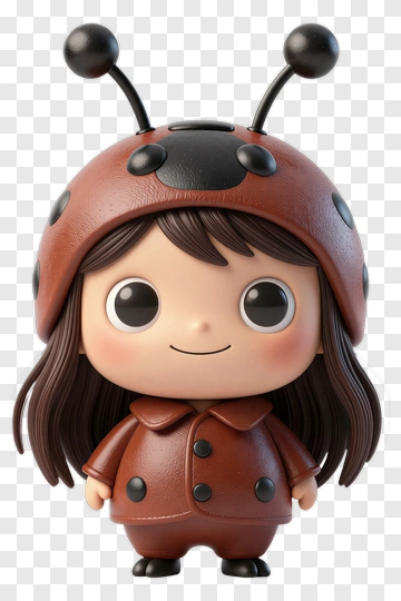 3D Girl Wearing Ladybug Costume PNG