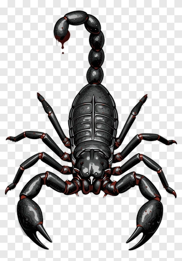 Black Scorpion With Red Accents PNG