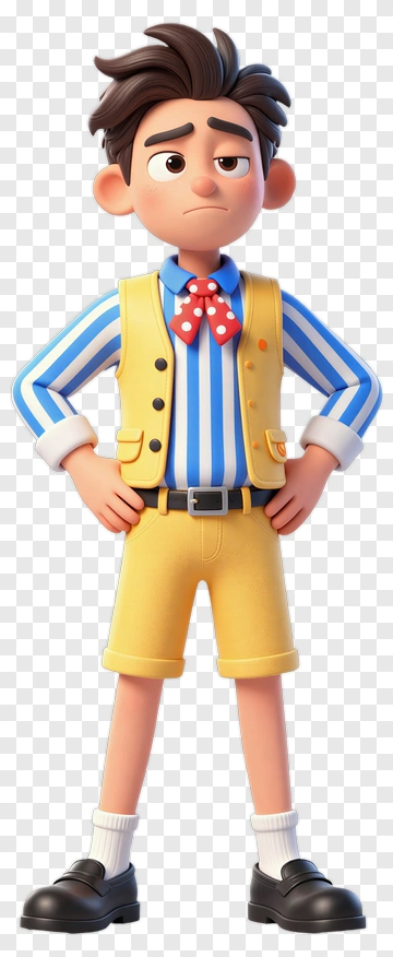 Cartoon Boy In Colorful Outfit PNG