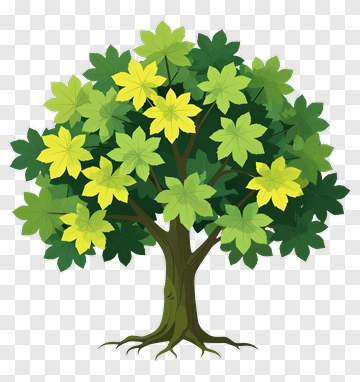 Colorful Tree With Green And Yellow Leaves PNG
