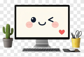Cute Computer Monitor With Smiley Face PNG
