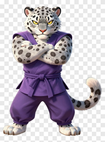 Cartoon Leopard Wearing Purple Outfit PNG