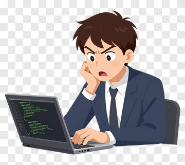Frustrated Businessman Working On A Laptop PNG