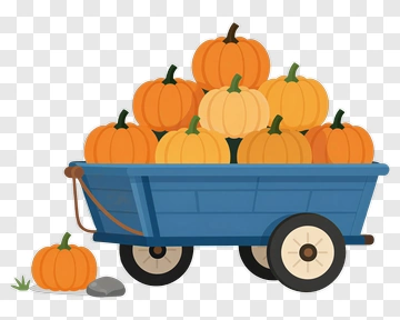 Pumpkin Cart Filled With Harvested Pumpkins PNG
