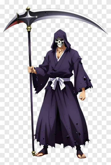 Cartoon Grim Reaper Holding A Scythe PNG