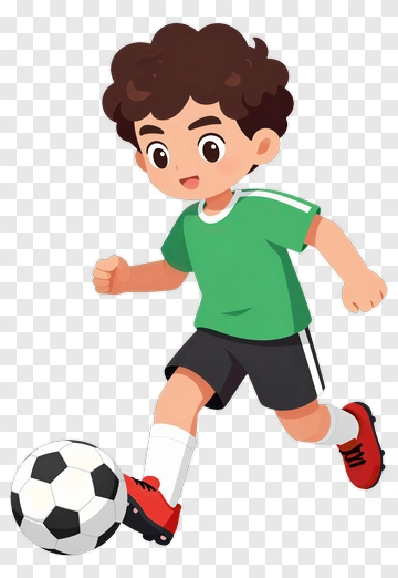 Cartoon Boy Playing Soccer PNG