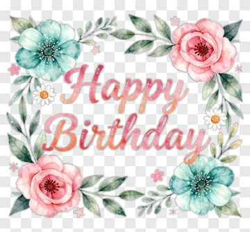 Happy Birthday Floral Design PNG