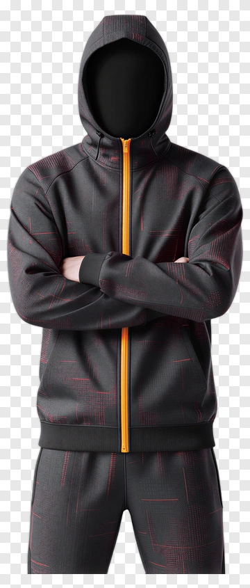 Hooded Figure In Black Sportswear PNG