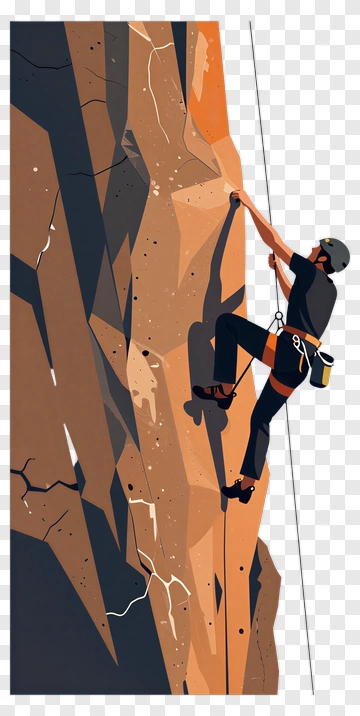 Climber Ascending A Rock Face PNG