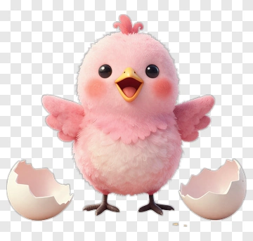 Cute Pink Chick Hatching From Egg PNG