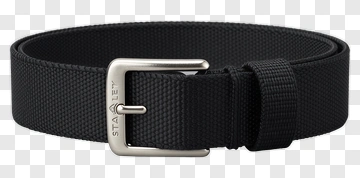 Black Fabric Belt With Silver Buckle PNG