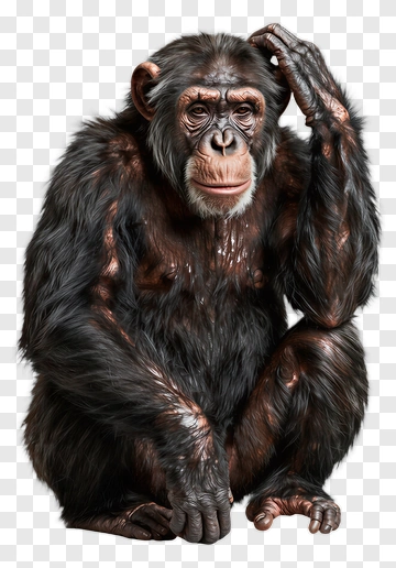 Thoughtful Chimpanzee Sitting And Scratching Head PNG