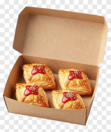 Box Of Pastries With Strawberry Topping PNG
