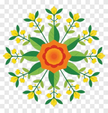 Colorful Floral Mandala With Orange Flower PNG