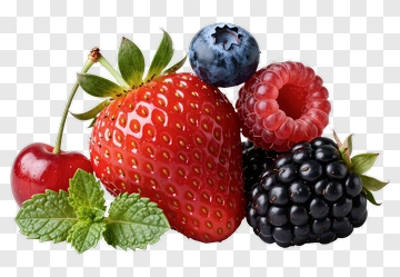 Fresh Mixed Berries With Mint Leaves PNG