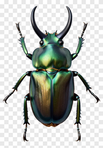Colorful Beetle With Horns PNG