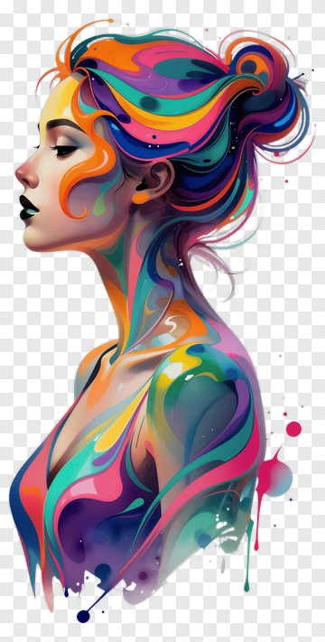 Colorful Abstract Portrait Of A Woman PNG