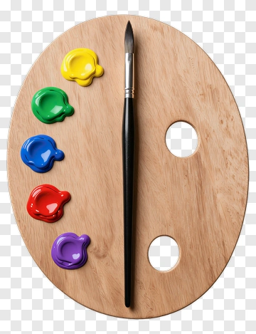 Artist Palette With Paints And Brush PNG