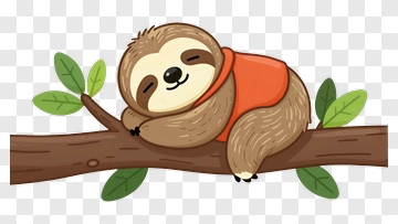 Cartoon Sloth Sleeping On A Branch PNG