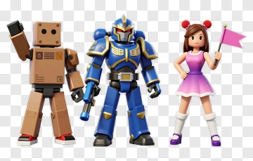 Toy Characters Standing Together PNG