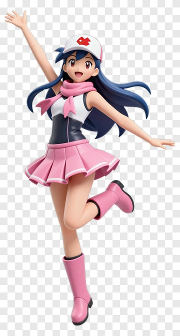 Cheerful Girl In Pink Outfit With Hat PNG