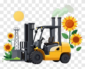 Forklift Surrounded By Sunflowers PNG