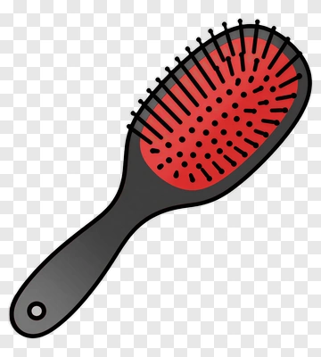Hair Brush With Red Accents PNG