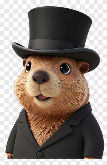 Cartoon Groundhog In A Top Hat PNG