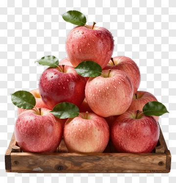 Fresh Red Apples In A Wooden Crate PNG