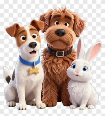 Cartoon Dogs And Rabbit Group PNG