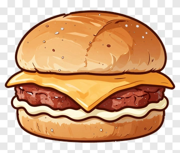 Cartoon Hamburger With Cheese PNG