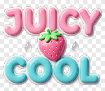 Juicy Cool Strawberry Text Design PNG