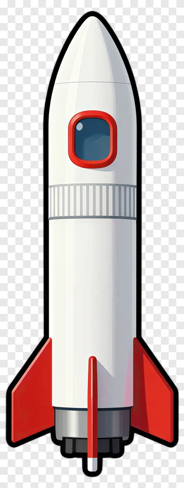 Cartoon Rocket With Red Fins PNG
