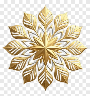 Golden Snowflake Decoration PNG