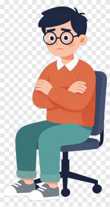 Sad Boy Sitting On A Chair PNG