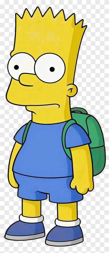 Bart Simpson In Blue Outfit With Backpack PNG