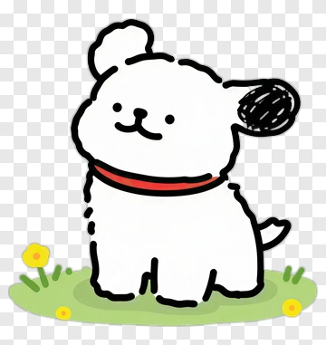 Cartoon Dog Sitting On Grass PNG