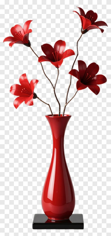 Red Flower Arrangement In A Vase PNG