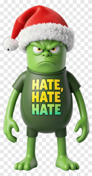 Grinch Character Wearing A Santa Hat PNG